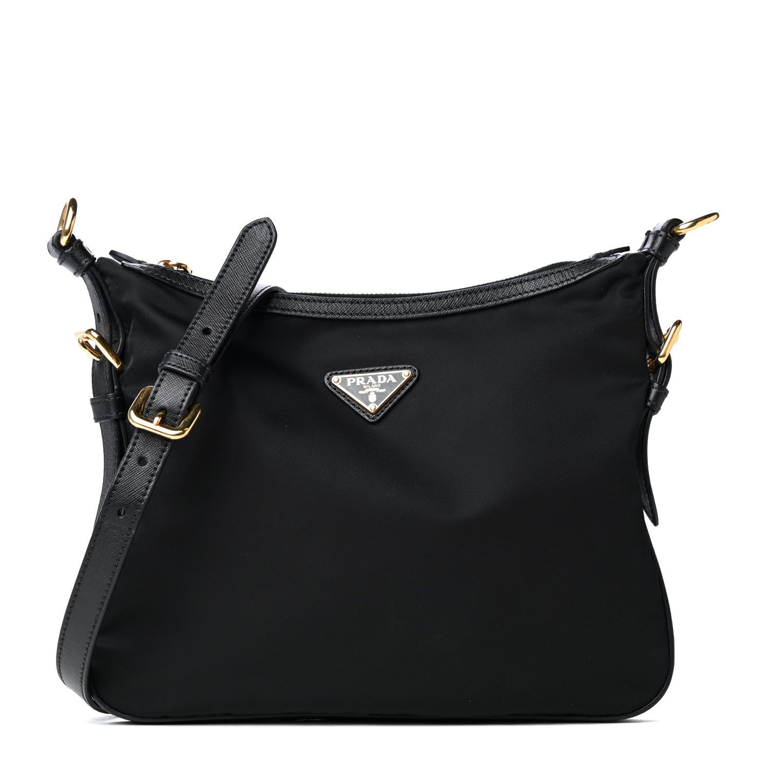Prada Tessuto Nylon Saffiano Crossbody Bag Black 1 of 4