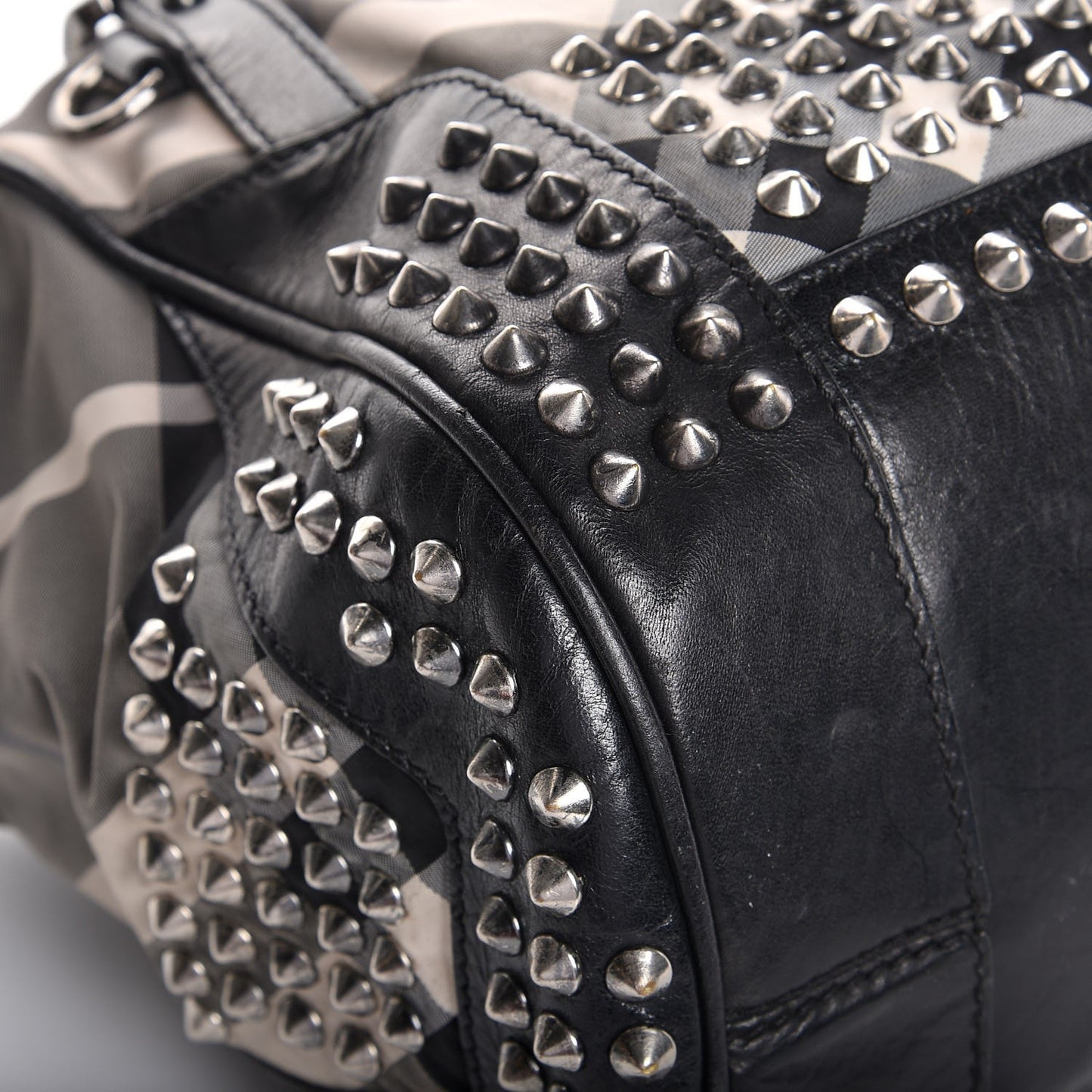 Nylon Beat Check Studded Medium Edenham Satchel Black