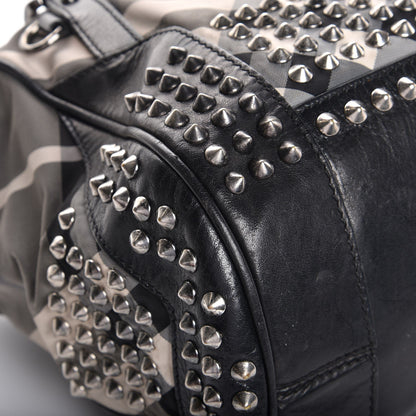 Burberry Nylon Beat Check Studded Medium Edenham Satchel Black 17 of 17
