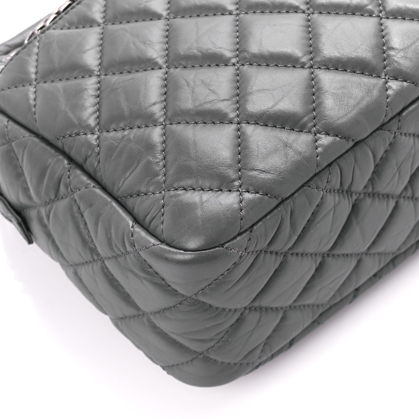 Aged Calfskin Quilted Medium Reissue Camera Case Grey