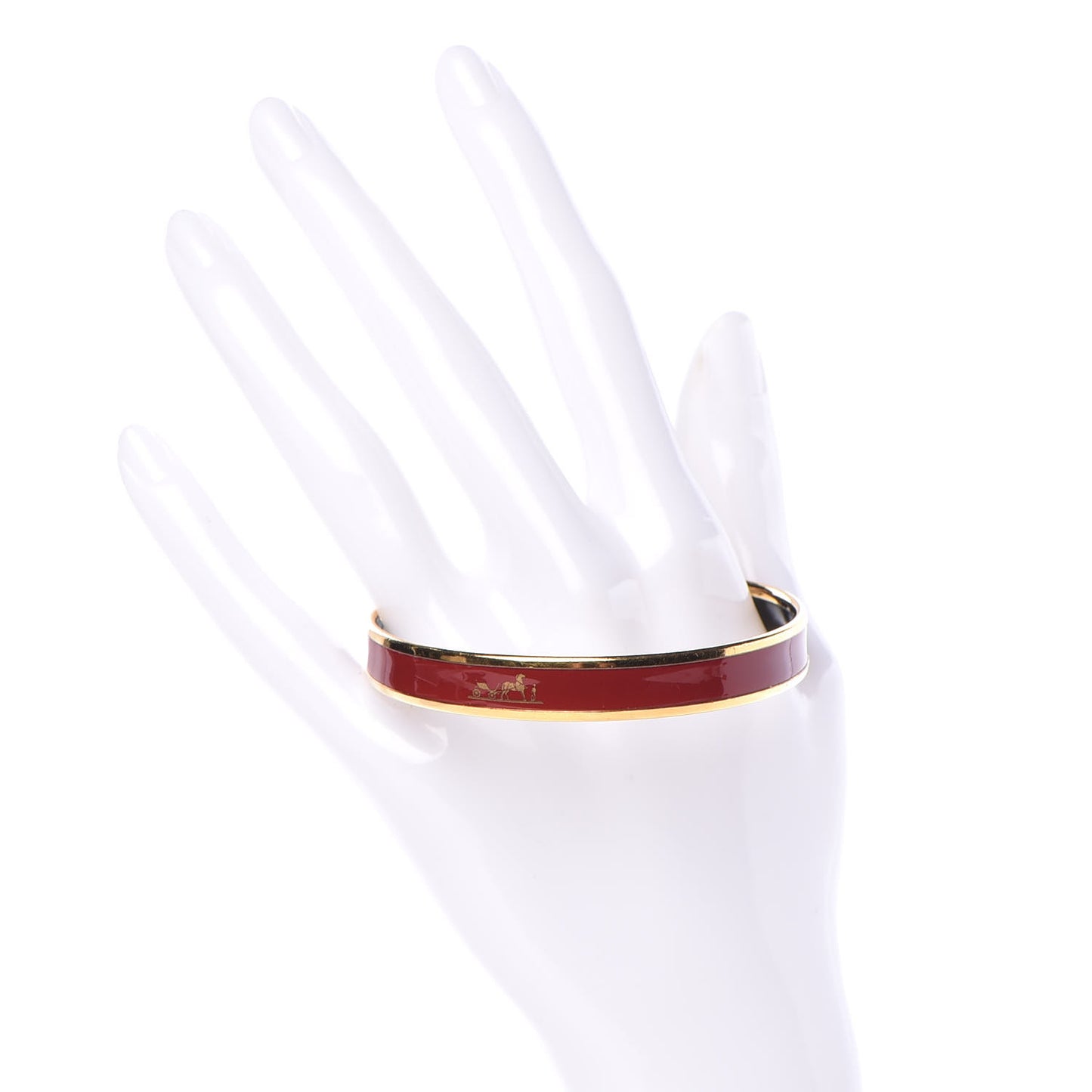 Enamel Printed Narrow Caleche Bracelet 62 Rouge H