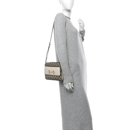 Gucci GG Supreme Monogram Small Horsebit 1955 Shoulder Bag Beige Mystic White 2 of 14