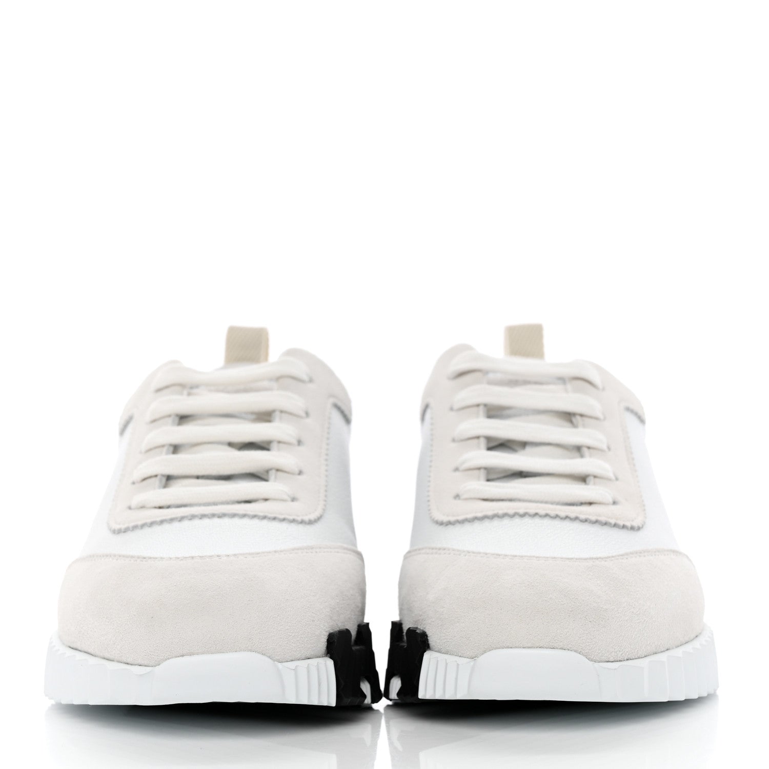 Hermes Calfskin Suede Goatskin Bouncing Sneakers 37.5 White 2 of 9