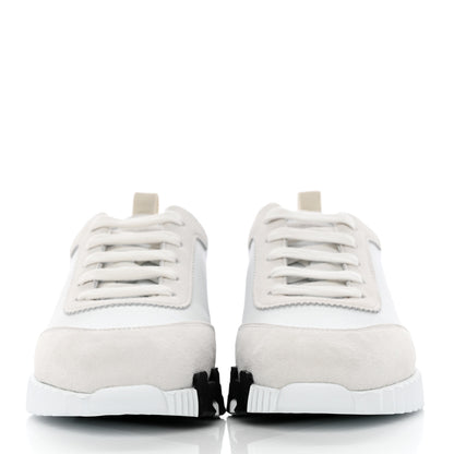 Hermes Calfskin Suede Goatskin Bouncing Sneakers 37.5 White 2 of 9