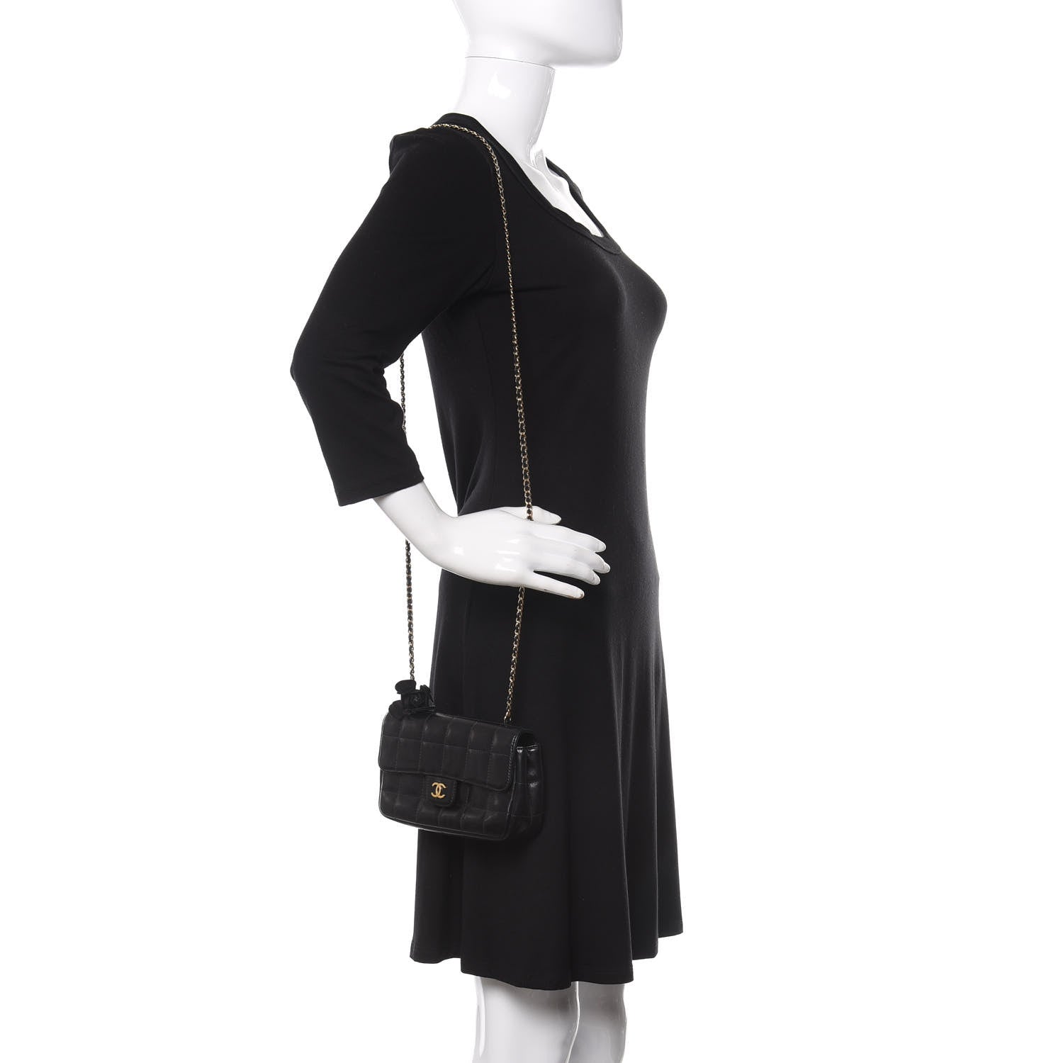 Chanel Lambskin Quilted Mini Chocolate Bar Camellia Flap Black 2 of 11