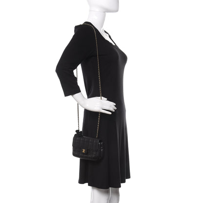 Chanel Lambskin Quilted Mini Chocolate Bar Camellia Flap Black 2 of 11