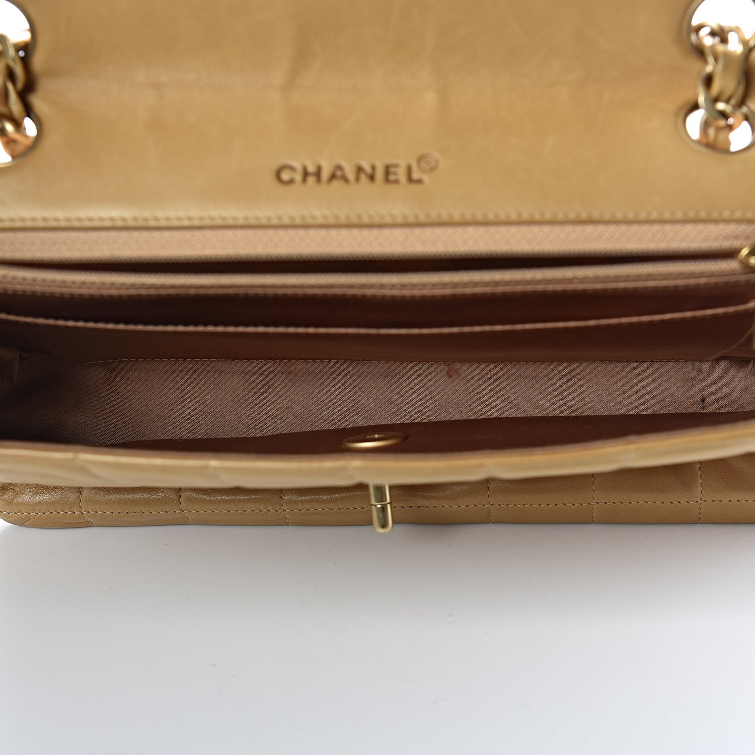 Chanel Lambskin Quilted Medium Chocolate Bar Flap Beige 5 of 17