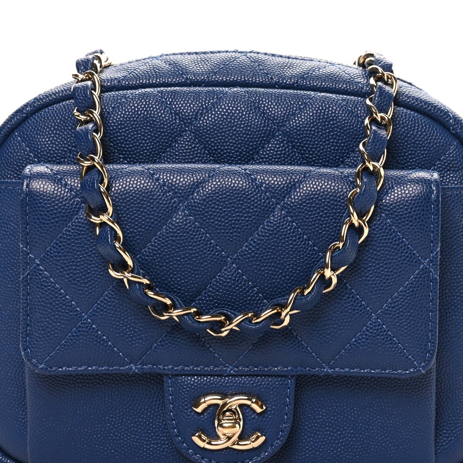 Chanel Caviar Quilted CC Day Camera Case Blue 8 of 10