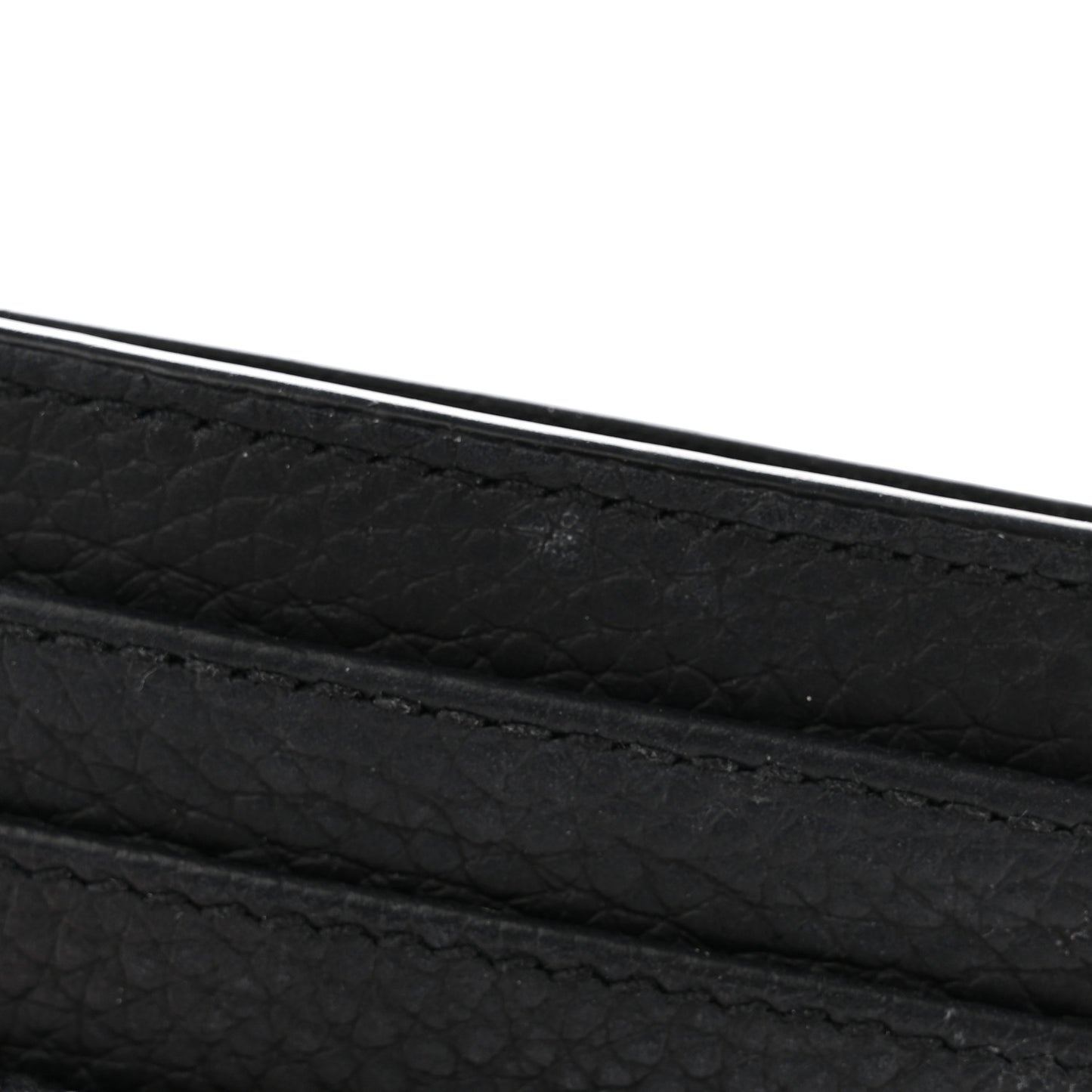 Grained Calfskin Oblique Card Holder Black