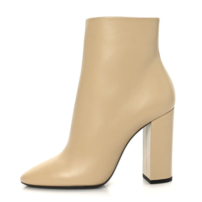 Saint Laurent Nappa Vendome Loulou Ankle Zip Boots 37 Beige 1 of 8