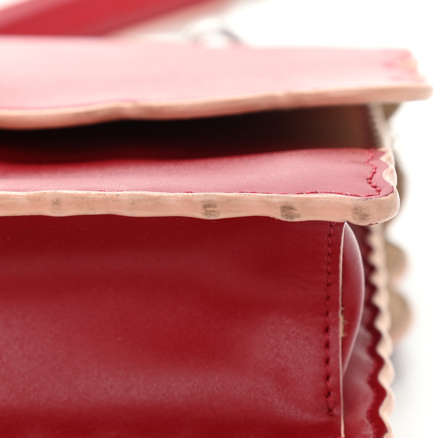 Vitello Liberty Scalloped Studded Kan I Shoulder Bag Fragola