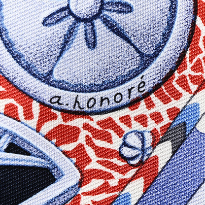 Hermes Silk Parures de Samoura&iuml;s Scarf 90 Black Rouge Blue Jean 6 of 6