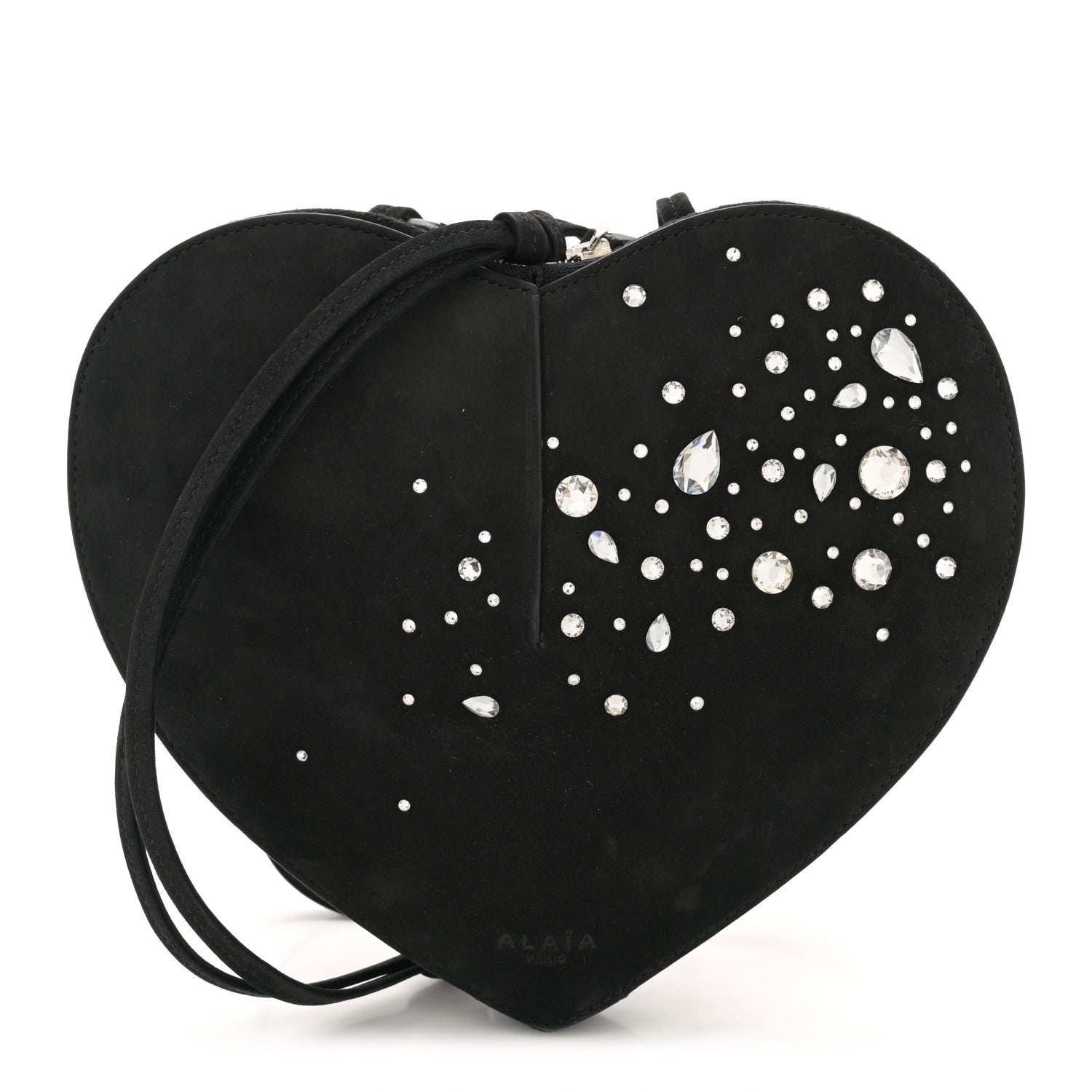 Alaia Suede Crystal Embellished Le Coeur Bag Black 1 of 8