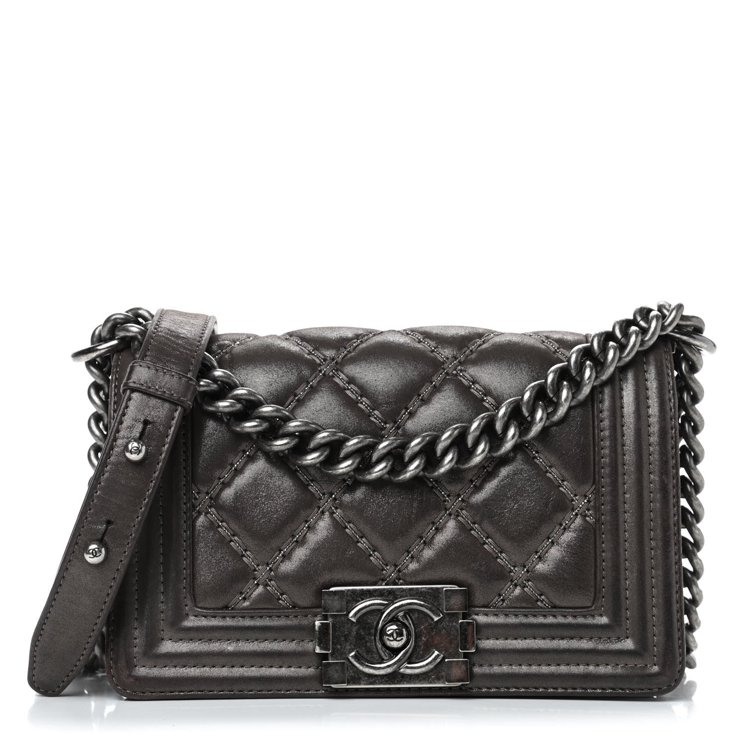 Chanel Calfskin Double Stitch Small Boy Flap 1 of 5