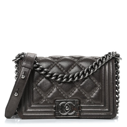 Chanel Calfskin Double Stitch Small Boy Flap 1 of 5