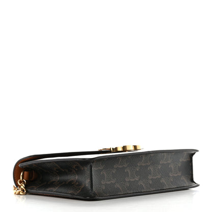 Celine Triomphe Canvas Calfskin Margo Wallet on Chain Tan 3 of 10