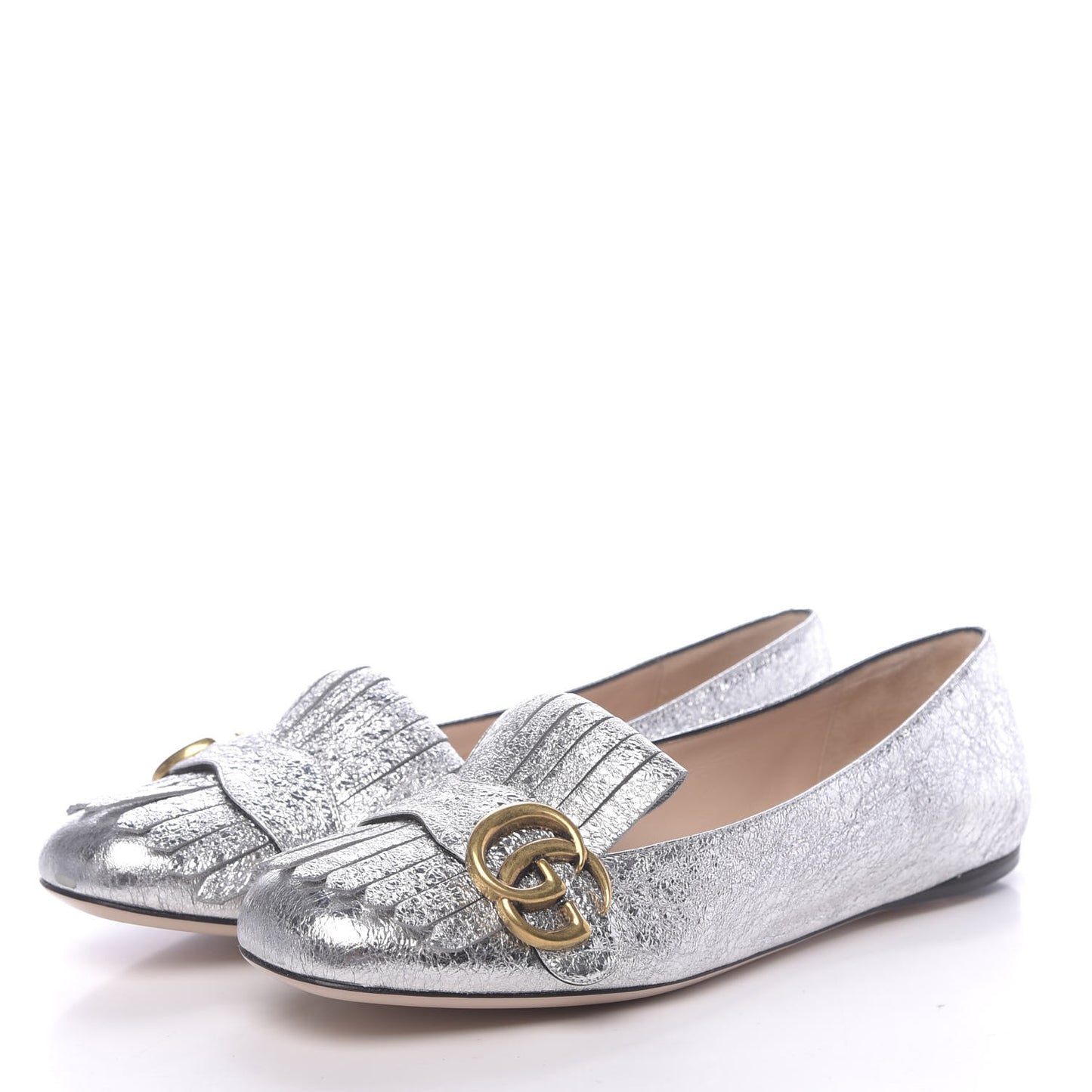 Galassia GG Marmont Fringe Flats 37.5 Argento