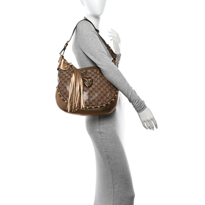 Gucci Crystal Monogram Babouska Hobo Gold 2 of 16