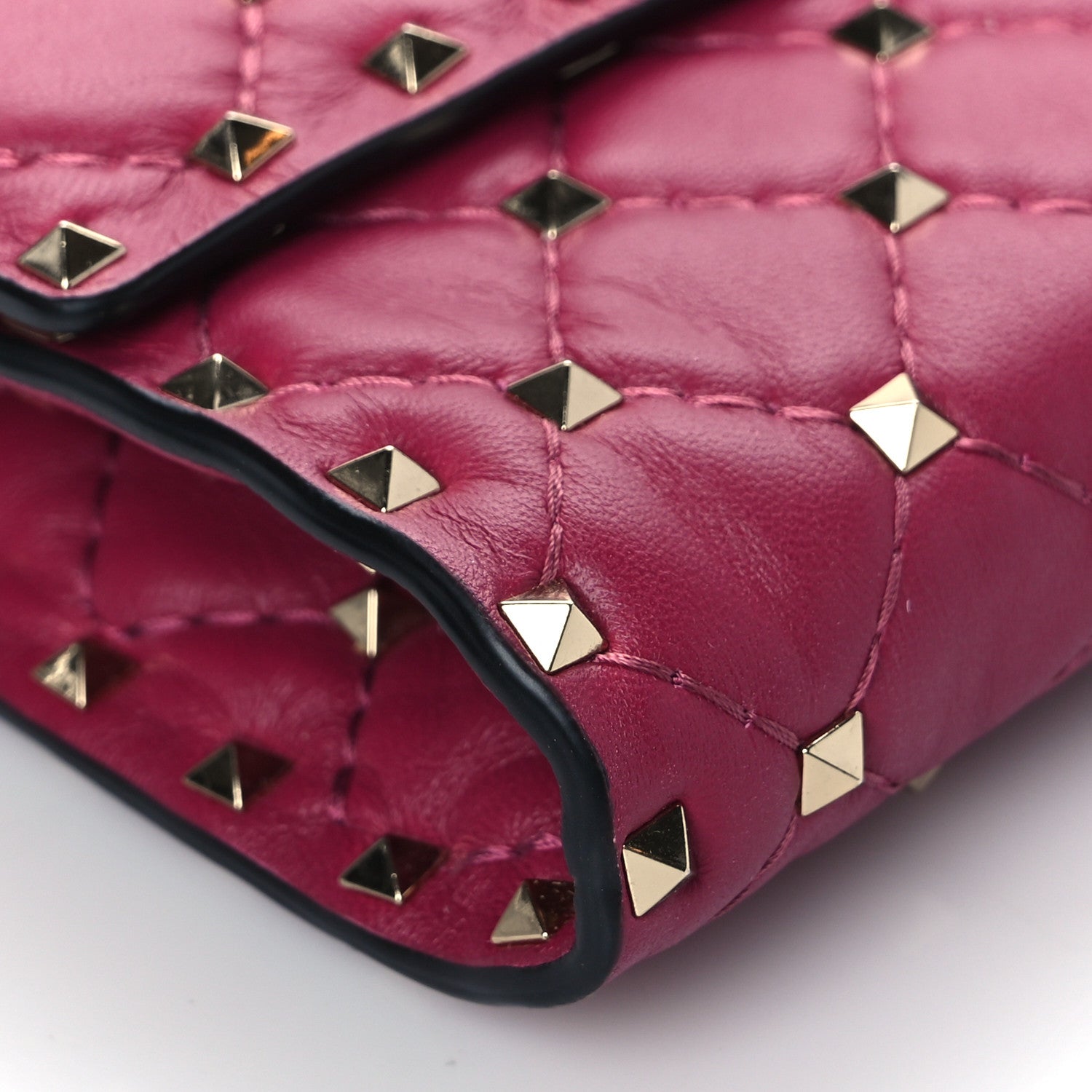 Valentino Garavani Nappa Rockstud Spike Wallet on Chain Disco Pink 8 of 9