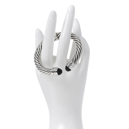 David Yurman Sterling Silver Black Onyx 10mm Cable Classics Hinged Bracelet 2 of 4