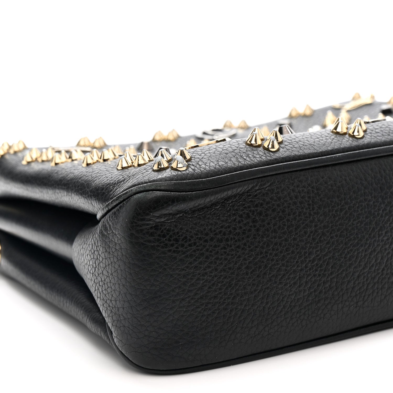 Christian Louboutin Calfskin Spikes Loubinthesky Large Triloubi Shoulder Bag Black 10 of 18