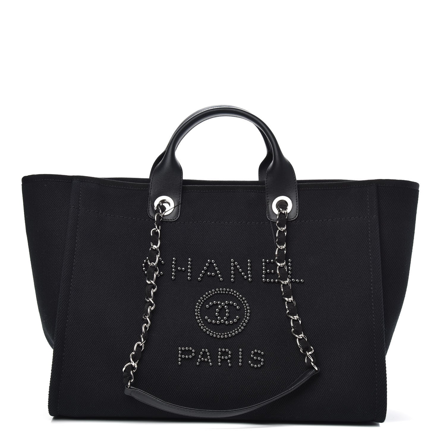 Chanel Canvas Pearl Medium Deauville Tote Black 1 of 10