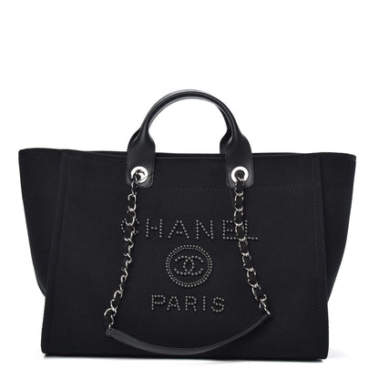 Chanel Canvas Pearl Medium Deauville Tote Black 1 of 10