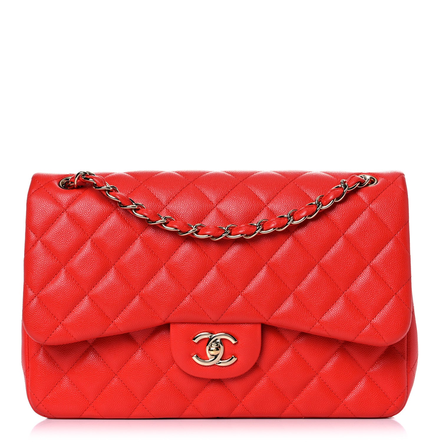 Chanel Caviar Quilted Jumbo Double Flap Red 1 of 15