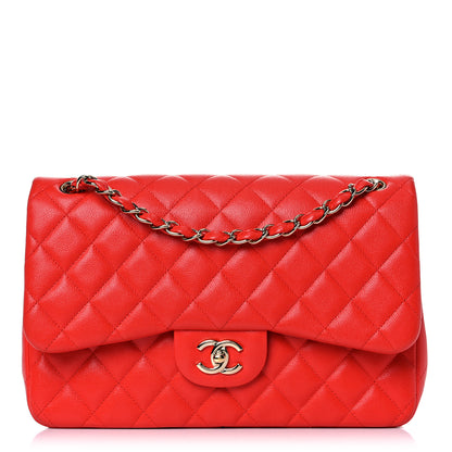 Chanel Caviar Quilted Jumbo Double Flap Red 1 of 15
