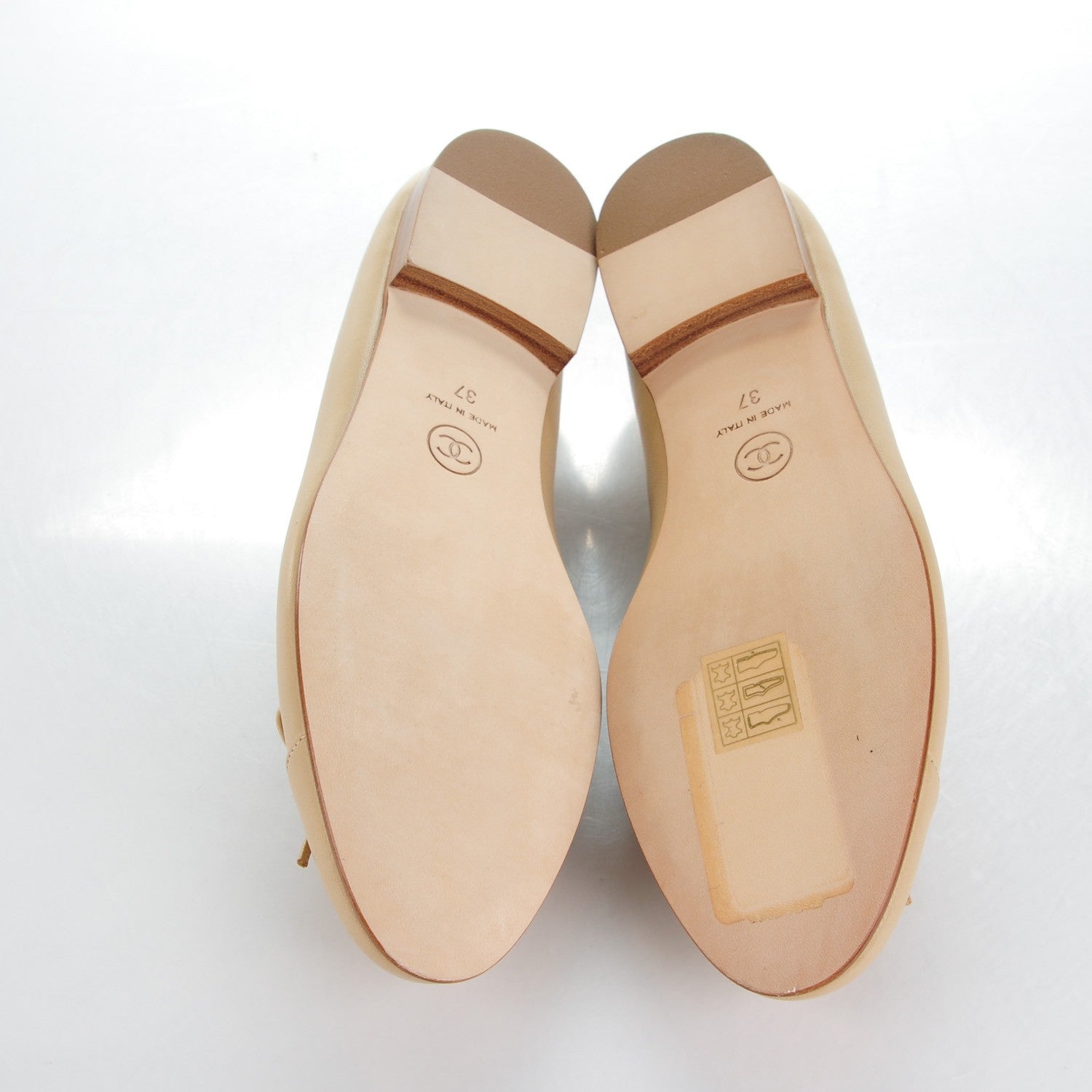 Chanel Lambskin Cap Toe CC Ballerina Flats 37 Light Beige 5 of 8
