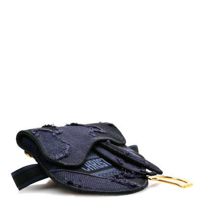 Christian Dior Canvas Embroidered Camouflage Saddle Belt Bag Blue 3 of 9