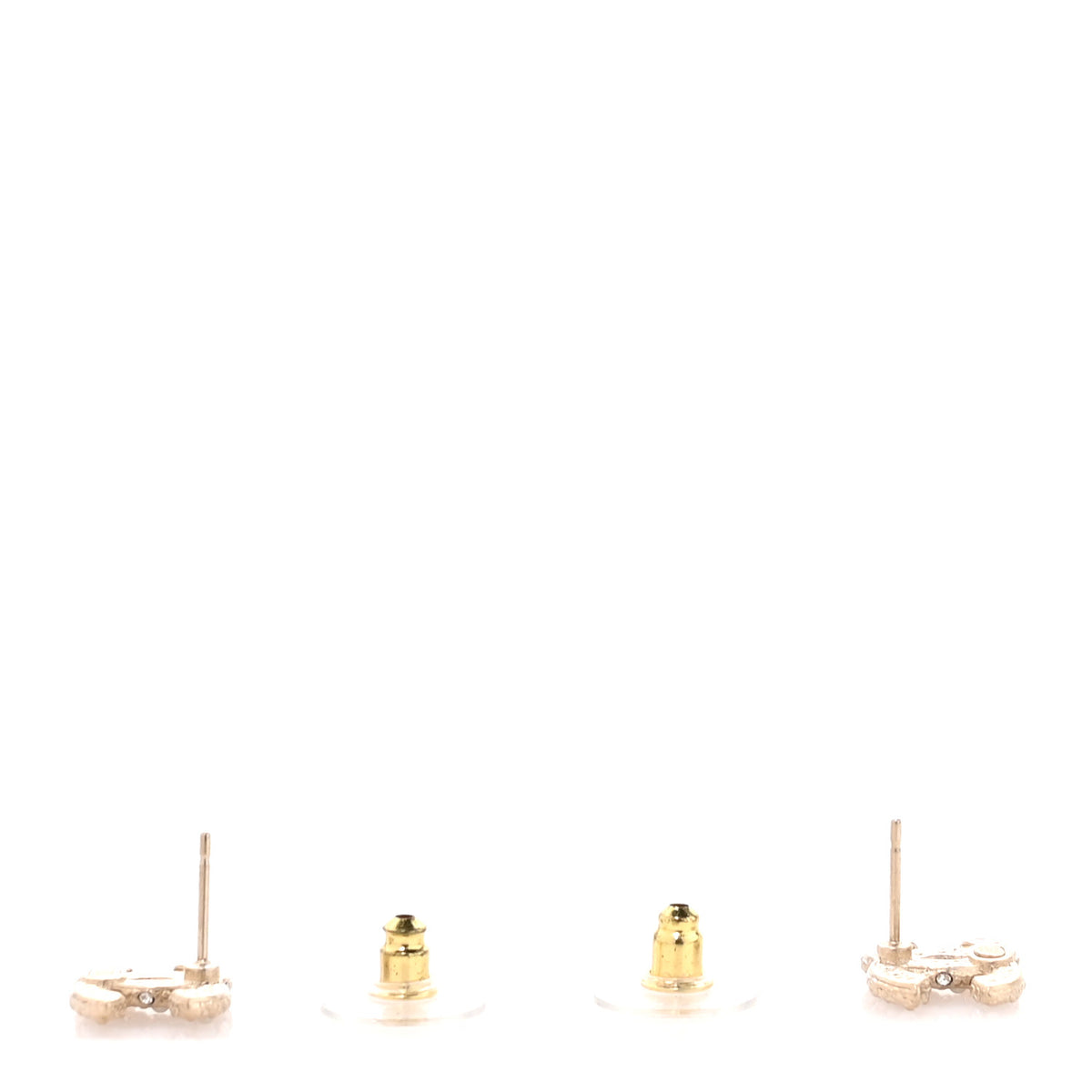 Metal Graduated Pearl Crystal CC Earrings Light Gold