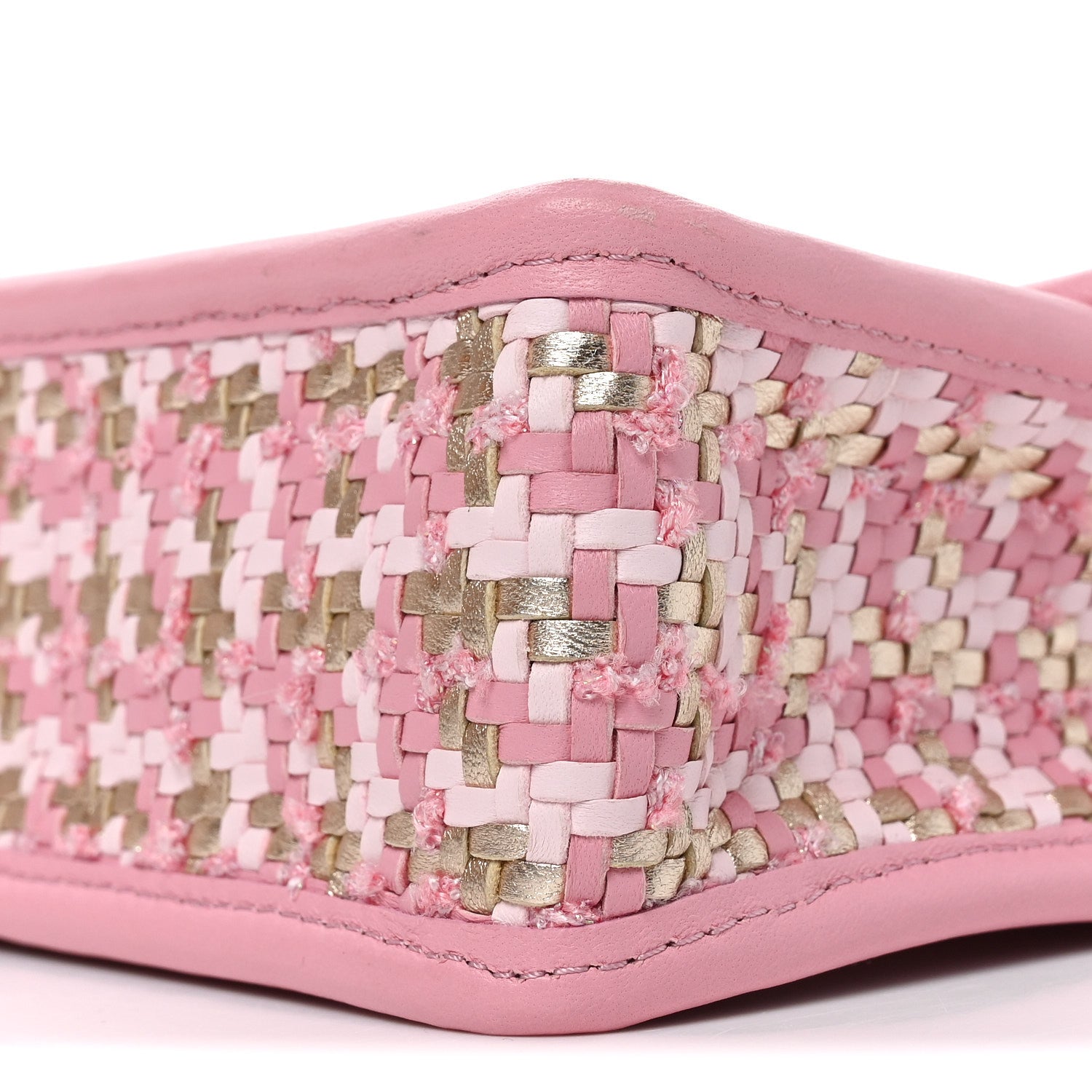 Chanel Metallic Lambskin Viscose Woven Flap Pink Gold 10 of 11