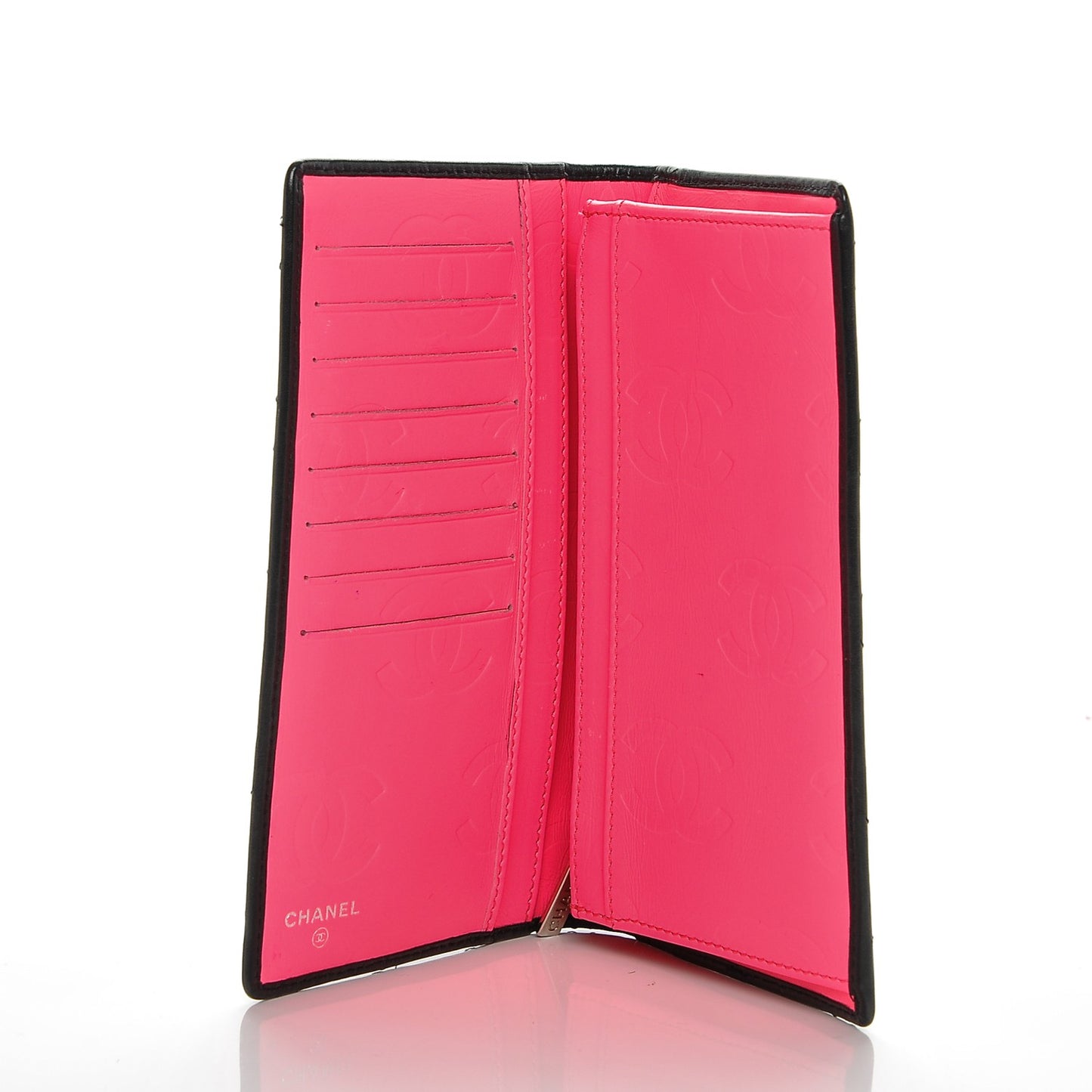 Calfskin Quilted Cambon Yen Wallet Black