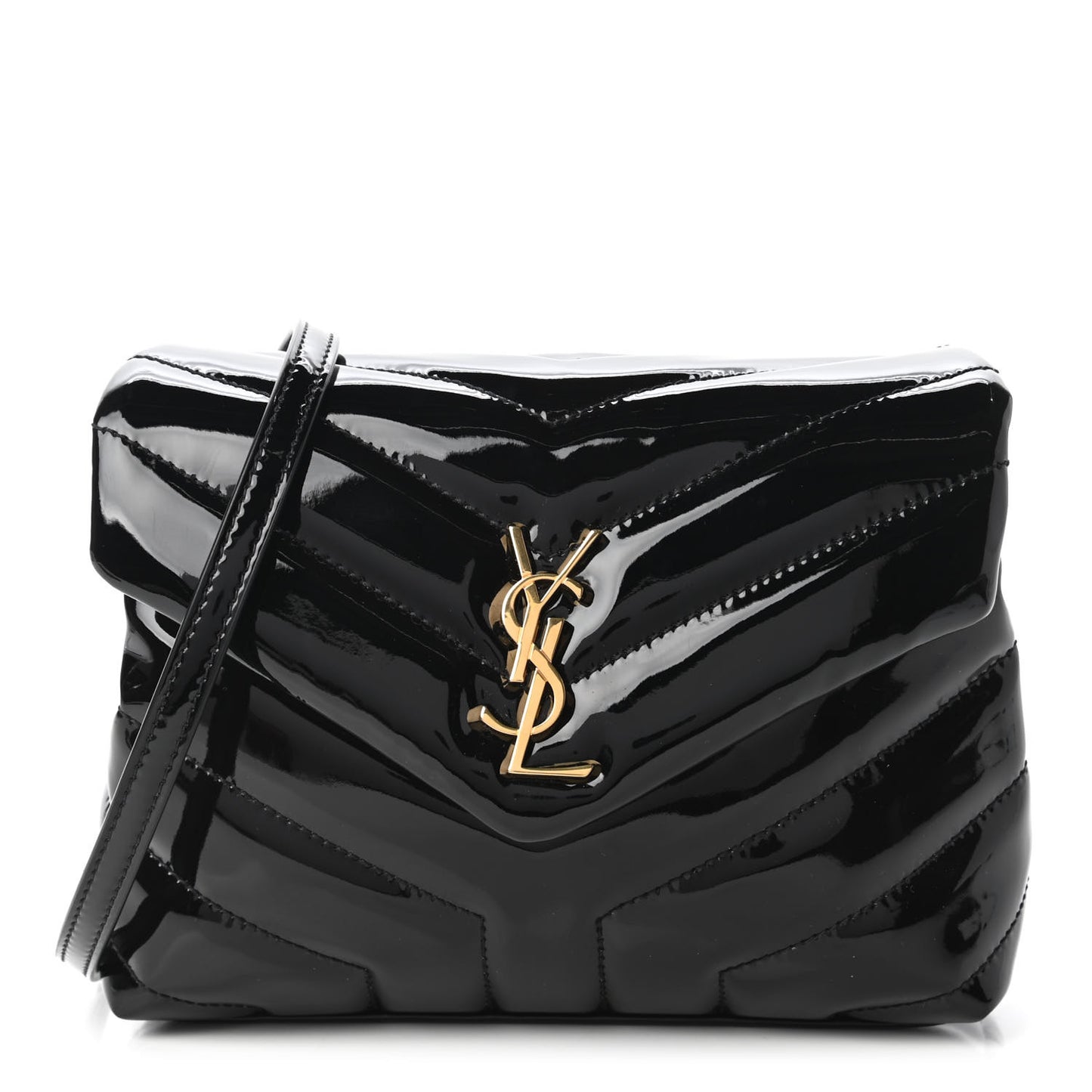Patent Y Quilted Monogram Toy Loulou Crossbody Bag Black