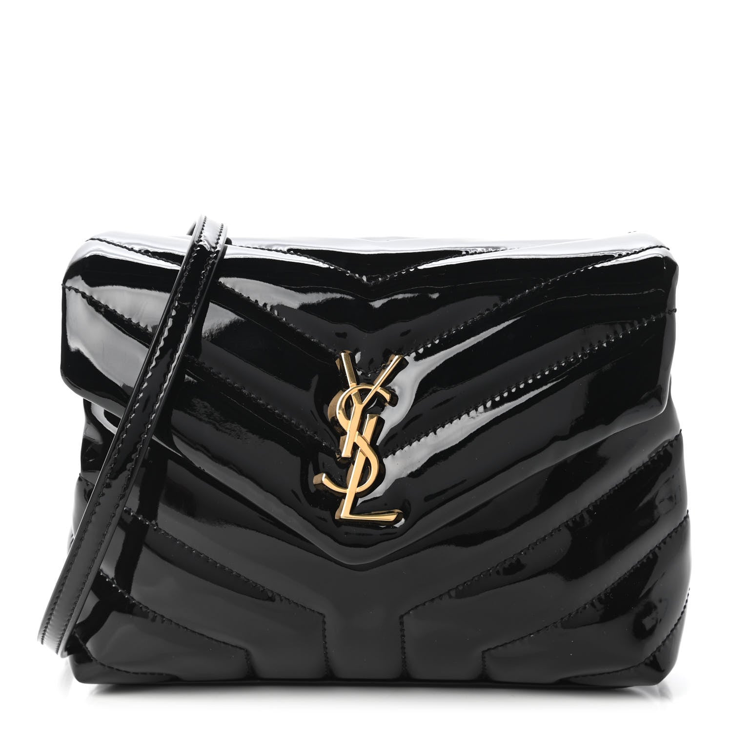 Saint Laurent Patent Y Quilted Monogram Toy Loulou Crossbody Bag Black 1 of 11