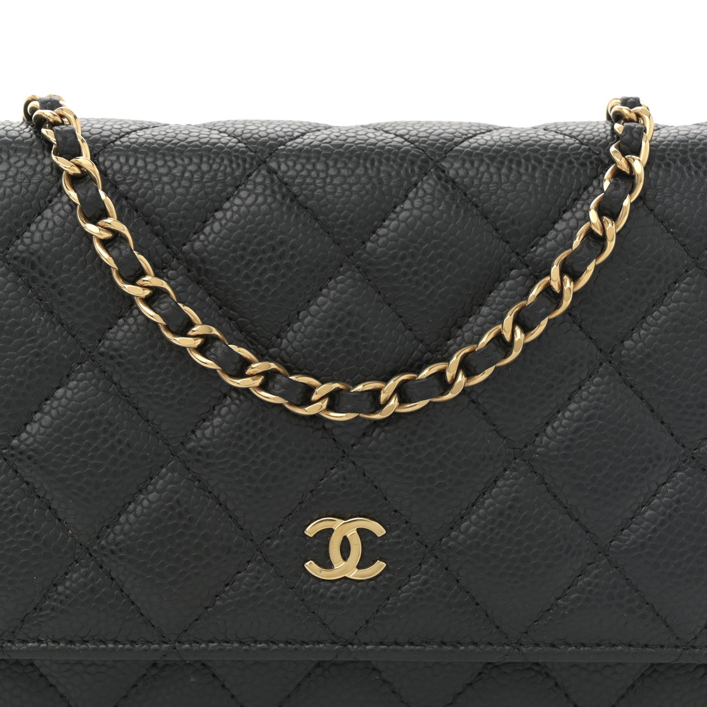 Caviar Quilted Wallet on Chain WOC Black