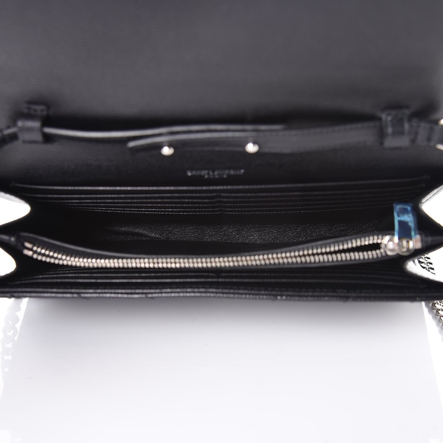 Grain De Poudre Matelasse Chevron Monogram Chain Wallet Black