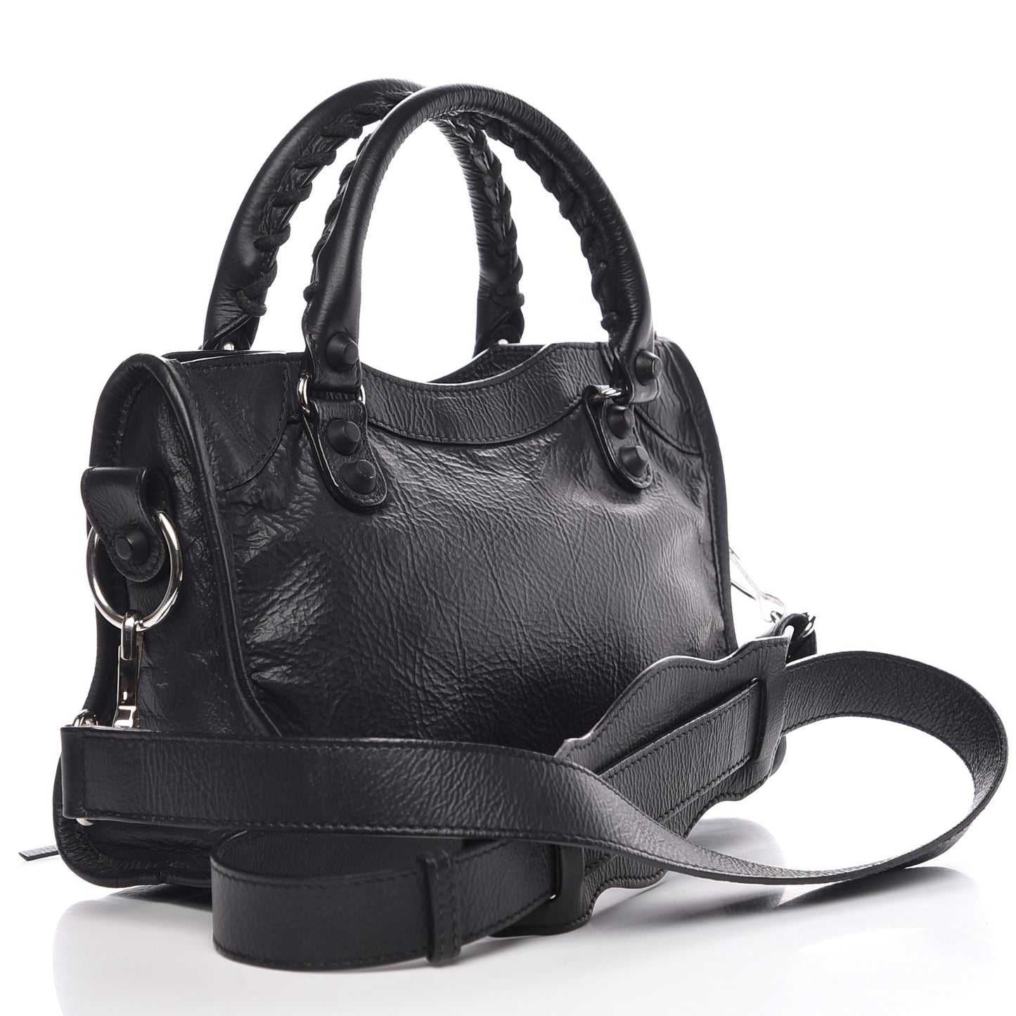 Matte Goatskin Rubber Covered Classic Hardware Mini City Black