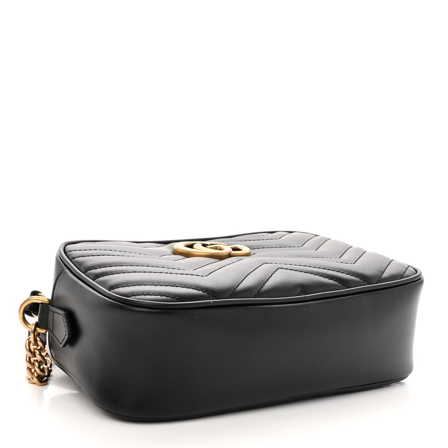 Calfskin Matelasse Small GG Marmont Chain Shoulder Bag Black