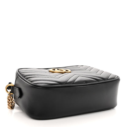 Gucci Calfskin Matelasse Small GG Marmont Chain Shoulder Bag Black 3 of 9