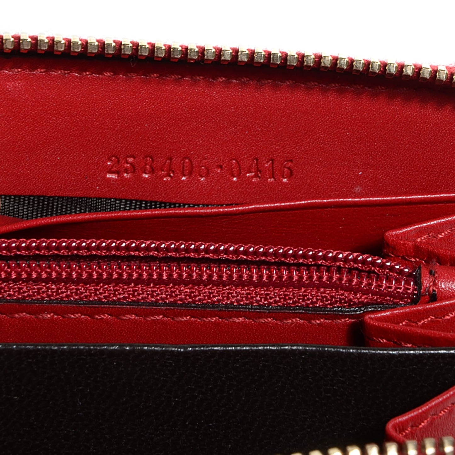 Patent Microguccissima Bow Heart Zip Around Wallet Red