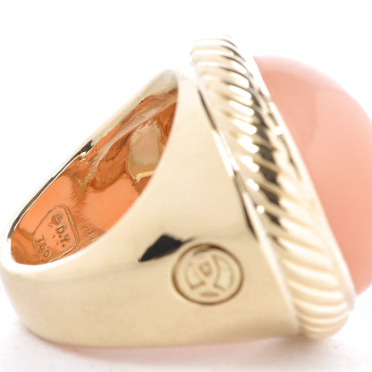David Yurman 18K Yellow Gold Pink Moonstone 20mm Oval Signature Ring 50 5.5 5 of 5