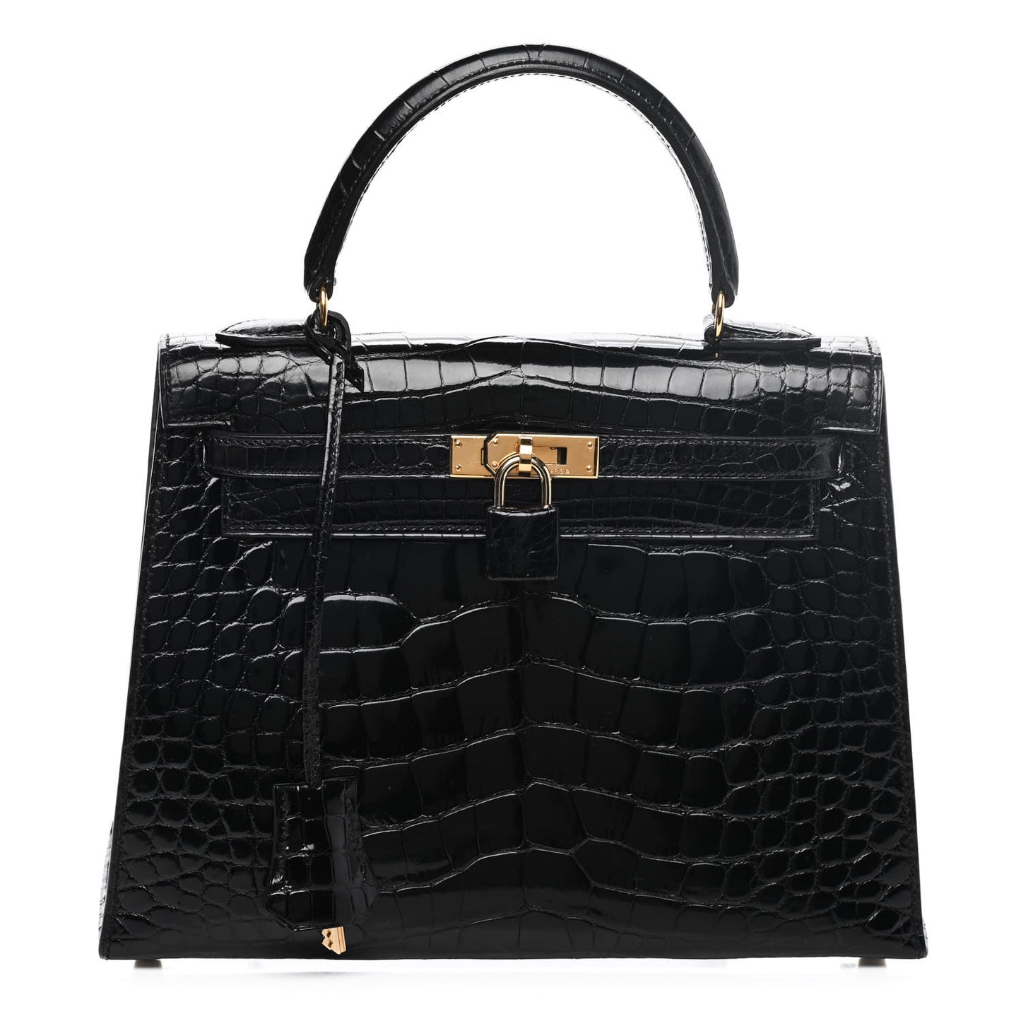 Shiny Alligator Kelly Sellier 25 Black