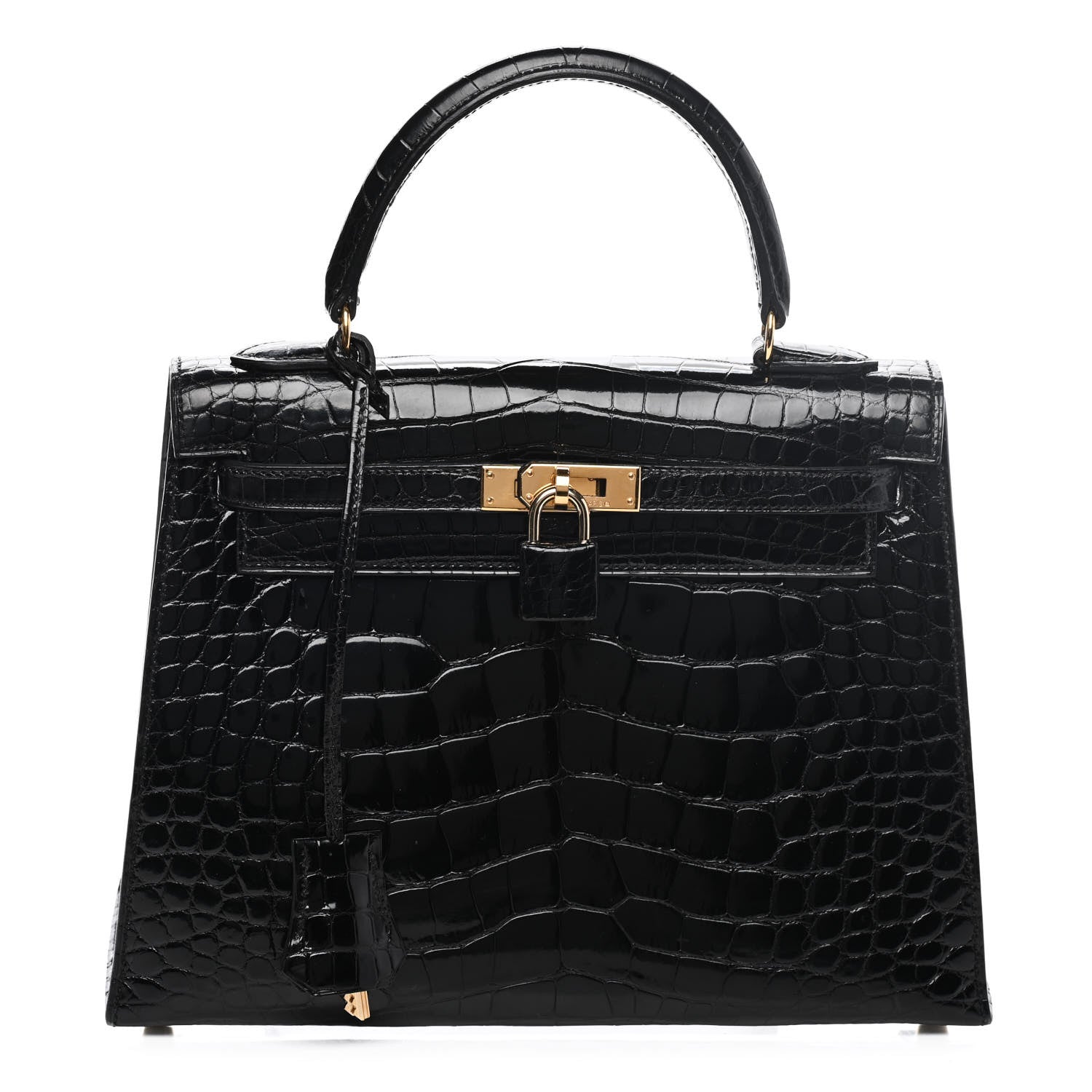 Hermes Shiny Alligator Kelly Sellier 25 Black 1 of 15
