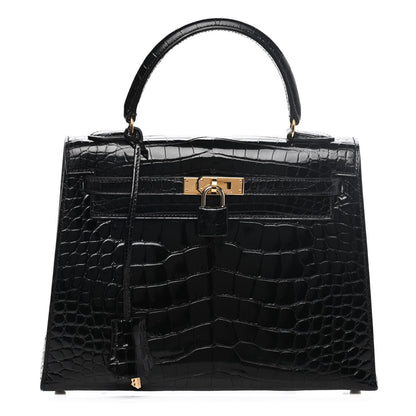 Hermes Shiny Alligator Kelly Sellier 25 Black 1 of 15