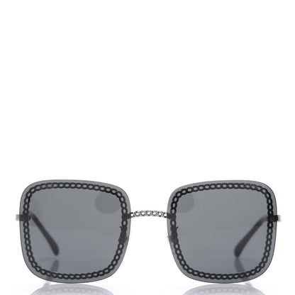 Chanel Metal Removable Chain Square Sunglasses 4244 Grey 3 of 10
