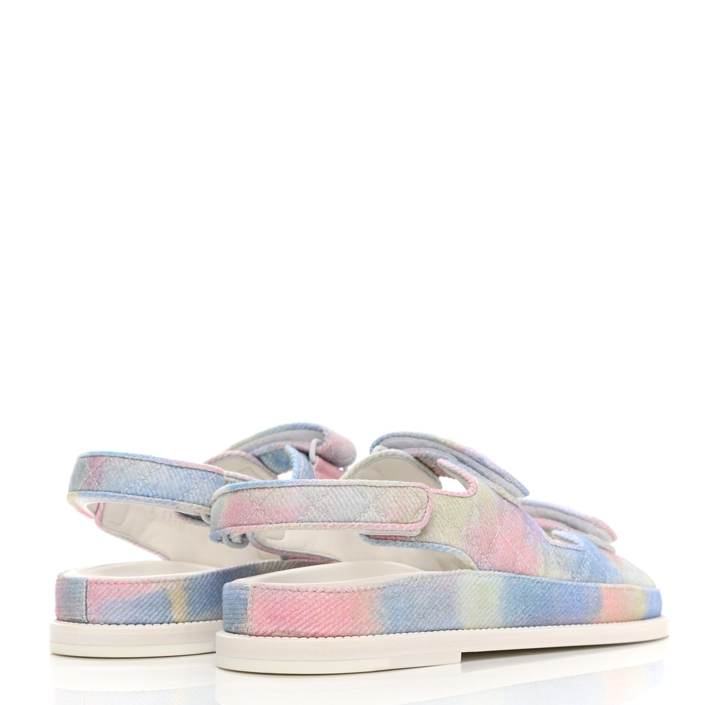 Printed Fabric Quilted Dad Sandals 42 Green Pink Blue