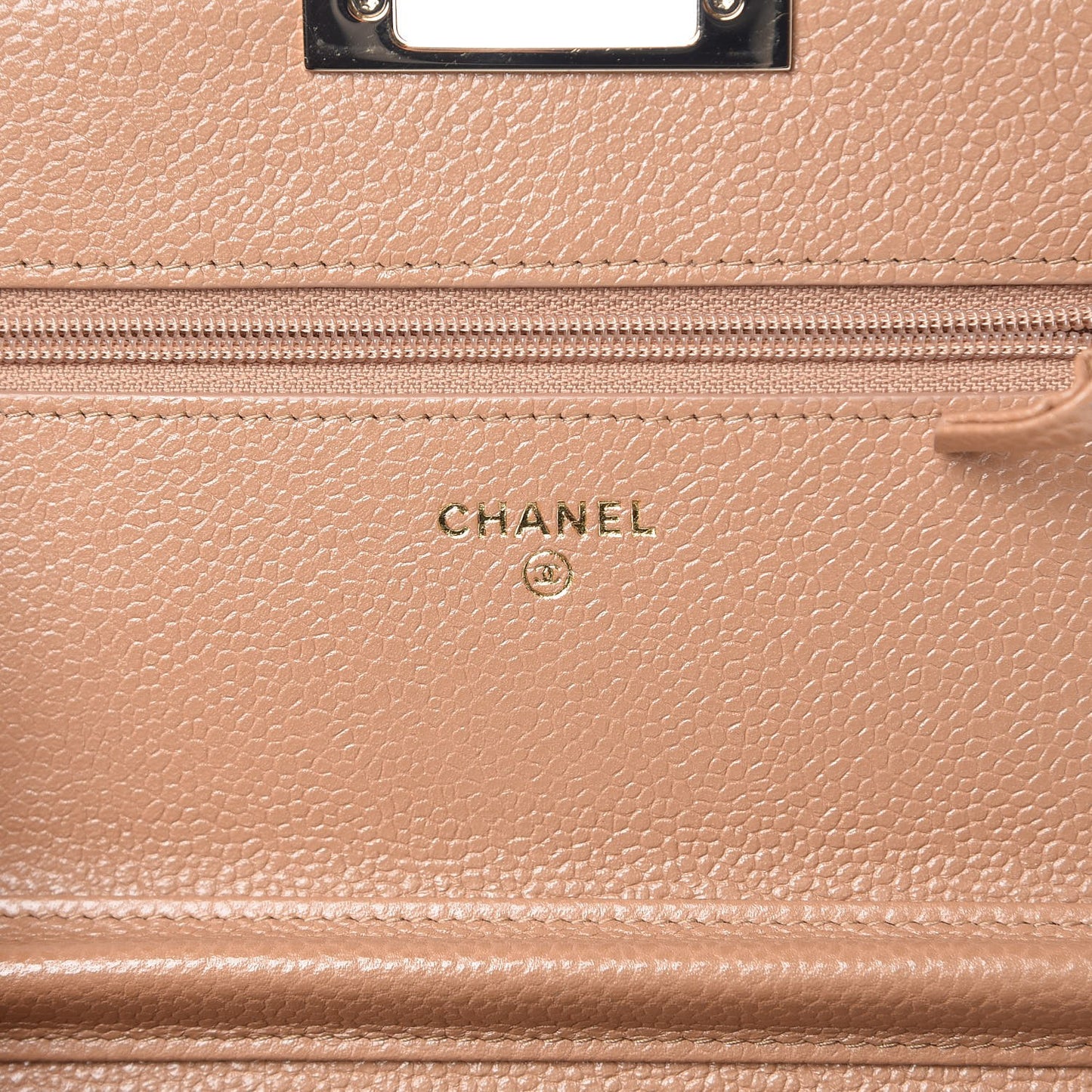 Caviar Quilted Golden Class Wallet On Chain WOC Beige