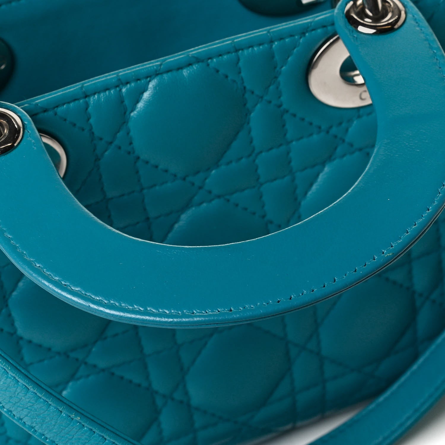Christian Dior Lambskin Cannage Mini Lady Dior Turquoise 12 of 17